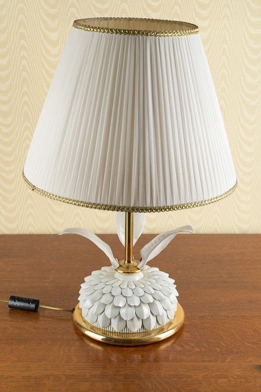 Ceramic and brass table lamp