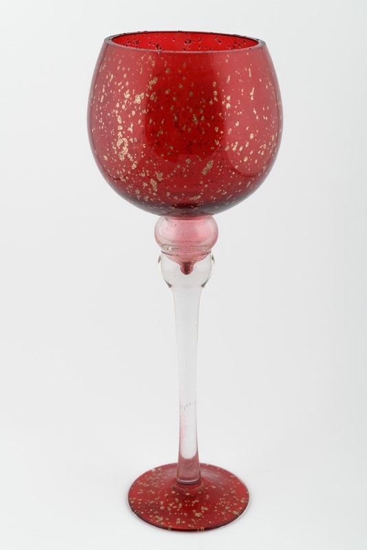 Goblet cup in red and white glass