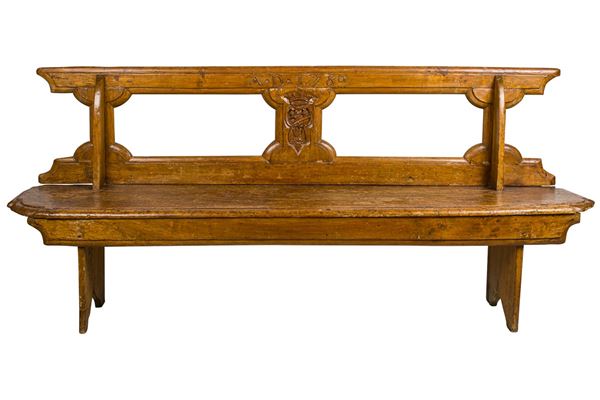 Ecclesiastical bench in solid wood