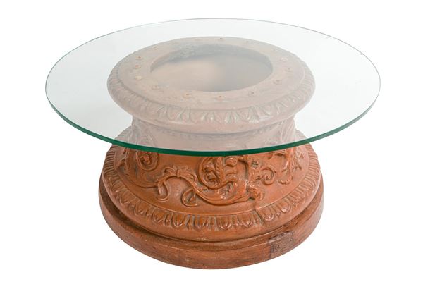 Large terracotta table base