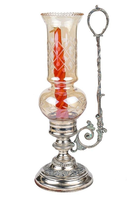 800 silver and glass lamp