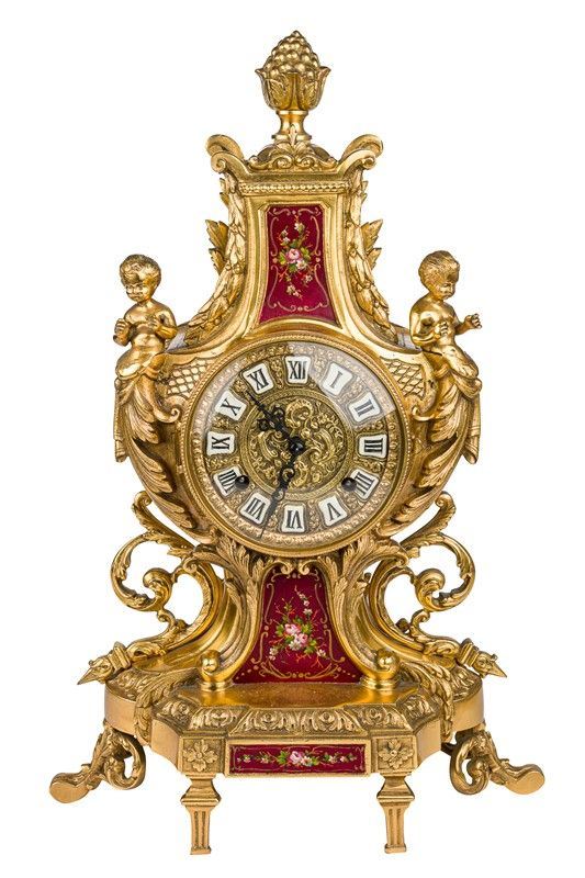 Gilded bronze table clock