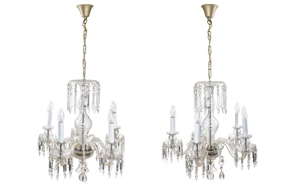 Pair of glass chandeliers