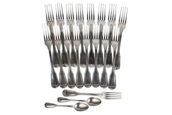 Lot of 17 forks and 2 coffee spoons in 800 silver