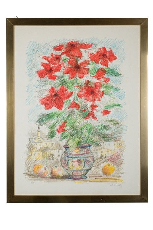 Michele  Cascella - Vase of poppies