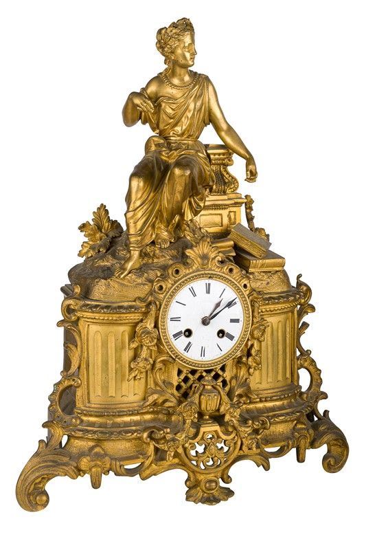Gilded bronze table clock