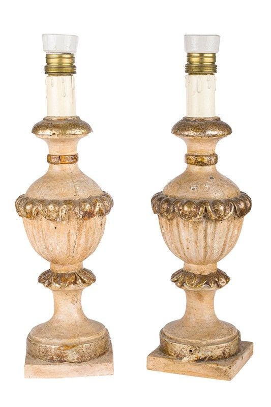 Pair of gilded wood lamps