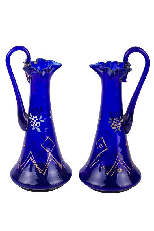 Pair of blue glass ampoules