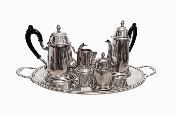Servizio da tè e caffè in argento 800