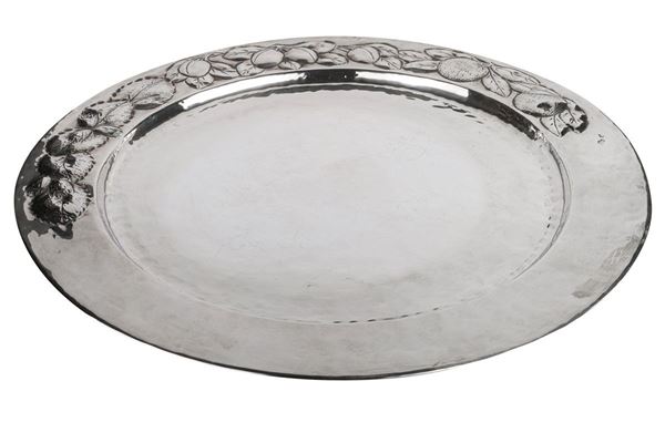 Silver metal round tray