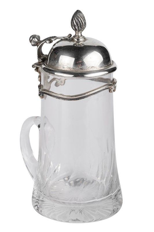 800 silver and glass jug