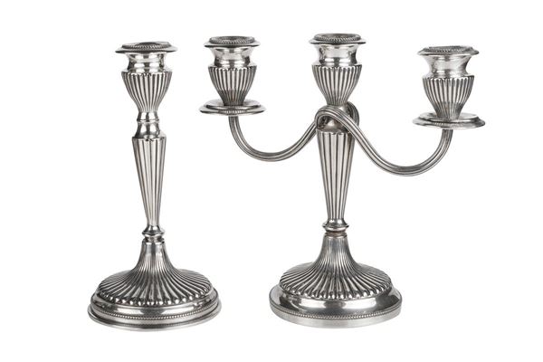 Lot of a candlestick and a candleholder in 800 silver