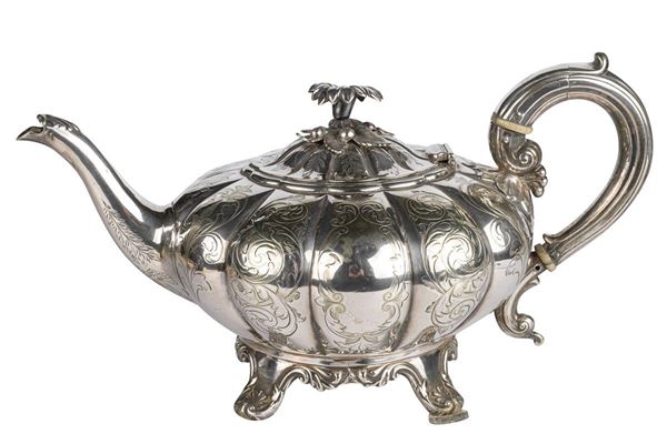 Silver metal teapot 
