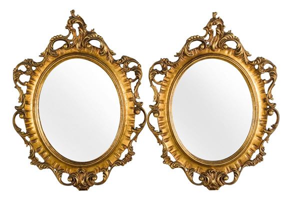 Pair of gilded pulp-wood mirrors