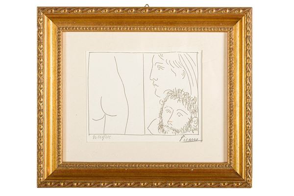 Lithograph of &quot;Painter and model&quot; by Pablo Picasso