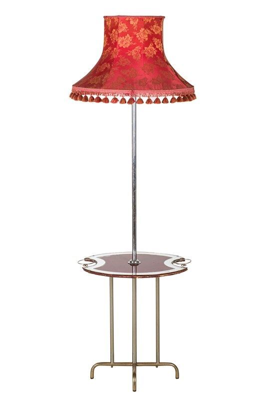 Floor lamp in chromed metal and glass