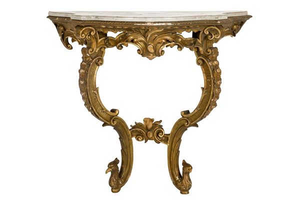 Gilded wood wall console