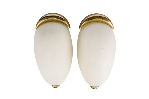 Pair of opaque glass wall lights