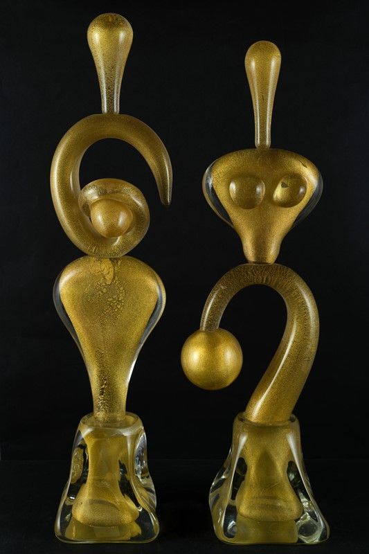 Pair of sculptures in volume &quot;He and She&quot;