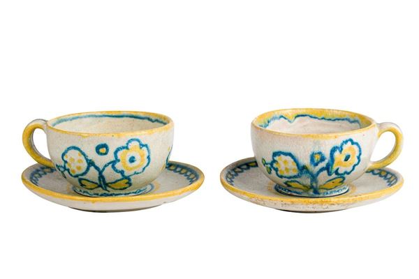 Guido Gambone, pair of cups and saucers