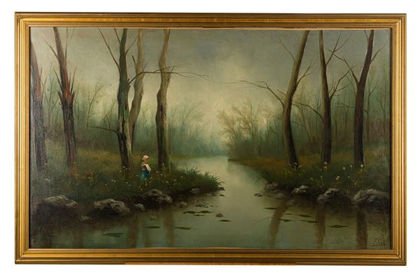 Glimpse of river with a girl