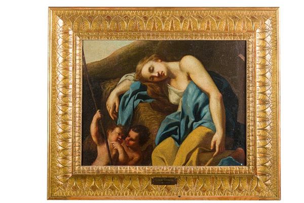 Carlo Cignani - Shepherdess asleep with two cupids
