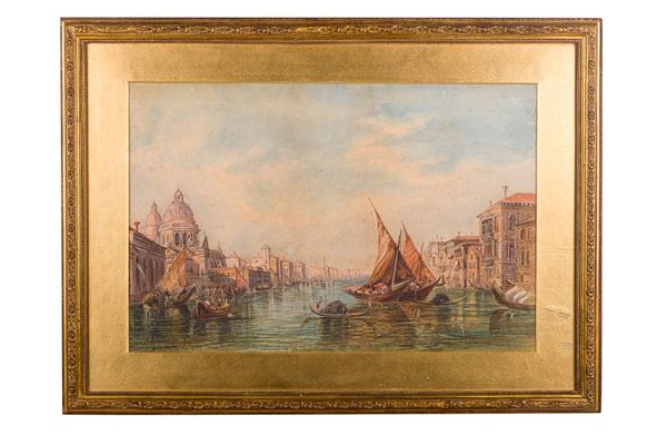 John Francis Salmon (attr.) - West view of the Grand Canal with the Salute church