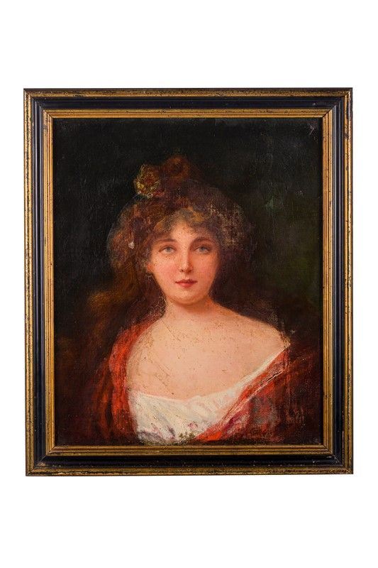 Albert Lynch, maniera di - Portrait of a young red-haired girl