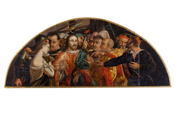 secondo Lorenzo Lotto - Christ and the adulteress