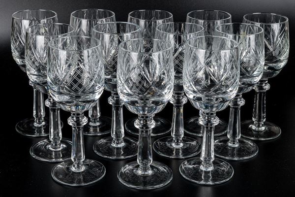 Set of 12 Bohemian crystal wine glasses