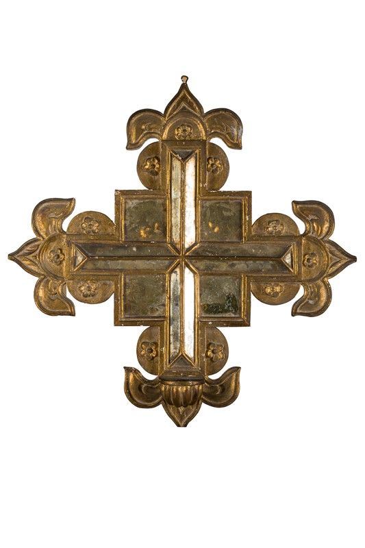 Croce in legno dorato e laccato