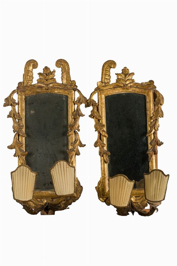 Pair of gilded wood mirrors