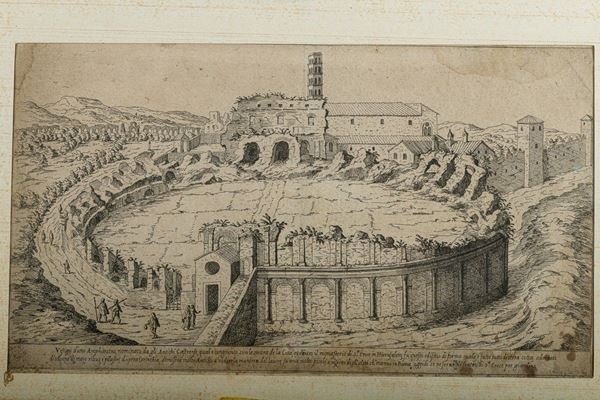 Aegidius Sadeler (bottega di) - Veduta di anfiteatro romano