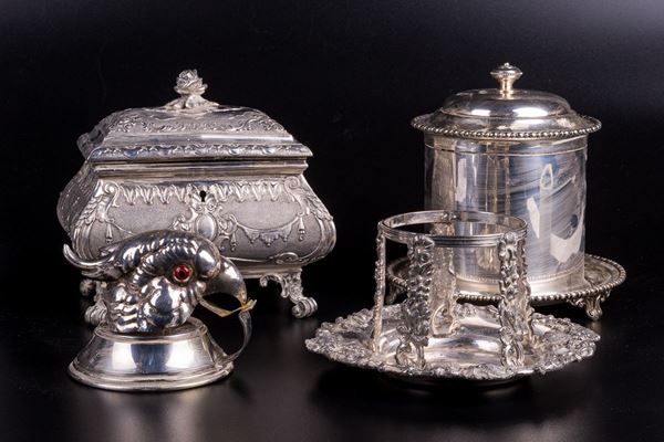 Lot of four silver-plated metal objects