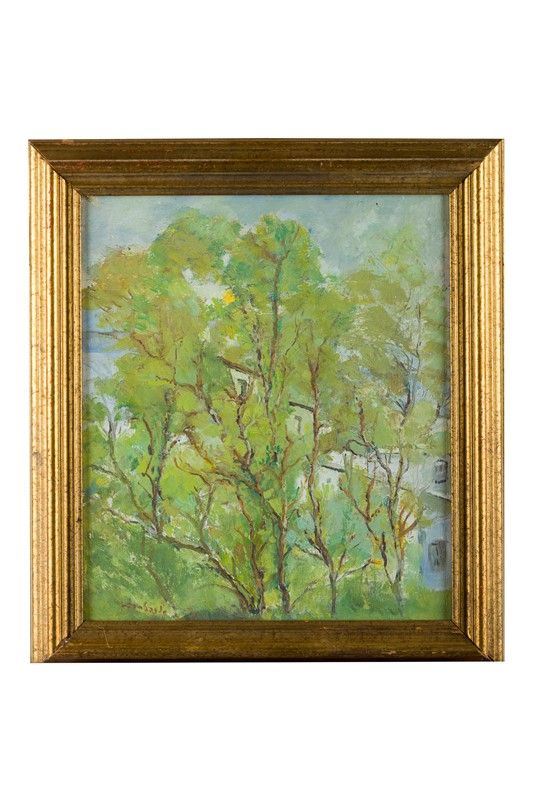 Augusto Lombardo - Scorcio di paesaggio con alberi