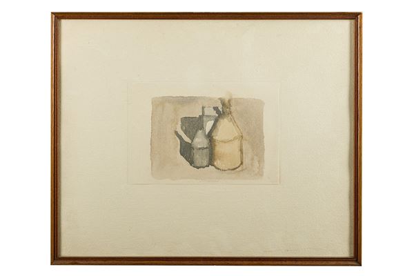 Giorgio Morandi - Still life with two bottles