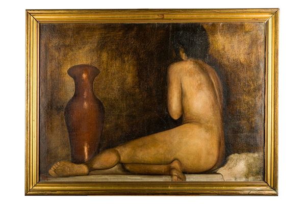 Nude girl with a red vase