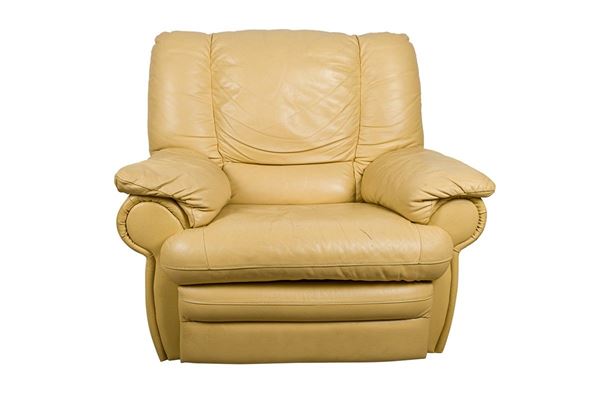 Yellow leatherette armchair