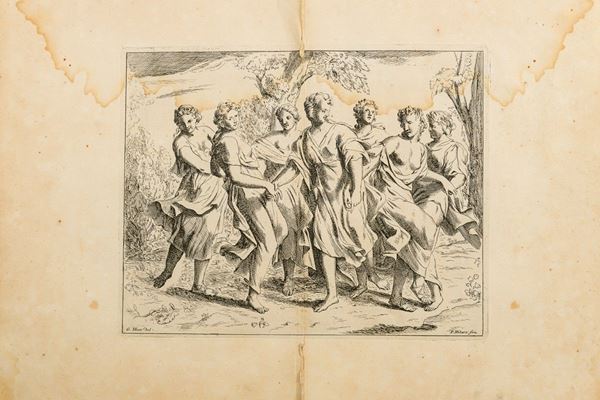 Three engravings depicting bucolic scenes