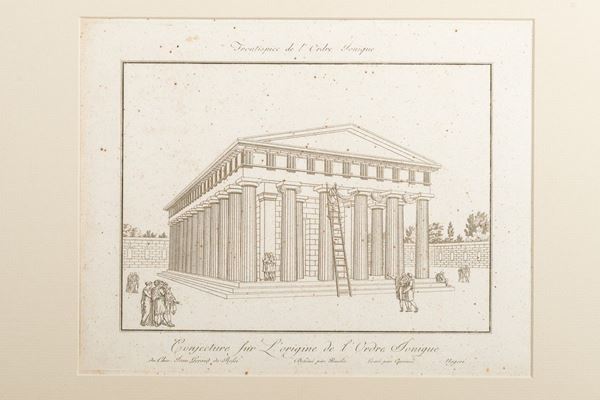 Pair of engravings depicting classical architecture