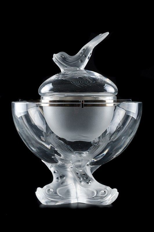 Coppa portacaviale in cristallo Lalique