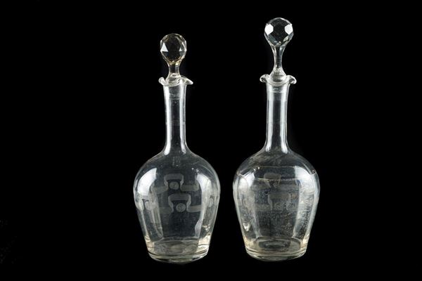 Pair of crystal bottles