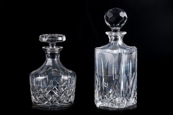 Two liqueur bottles in cut crystal