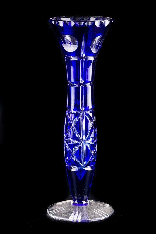 Bohemian blue crystal vase