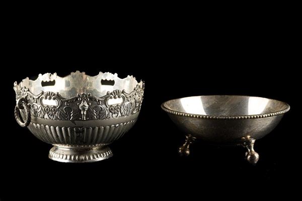Two cups in silver-plated metal