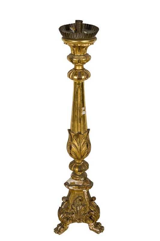 Torch in gilded wood