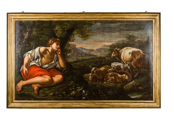 Giacinto Brandi (bottega di) - Paesaggio con pastore e armenti