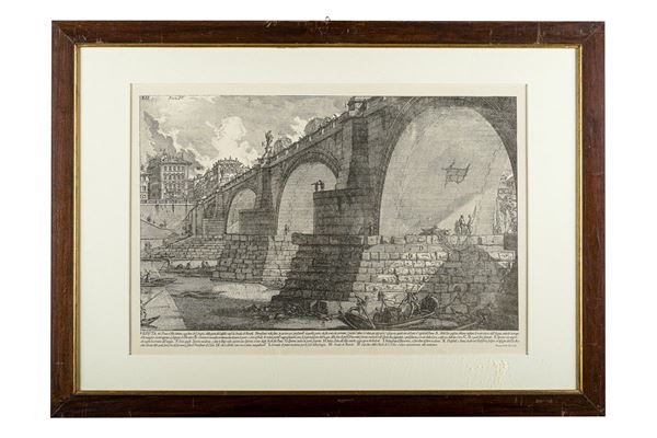 Giovanni Battista  Piranesi - Veduta del Ponte dell&#39;Elio Adriano, oggi detto di S. Angelo