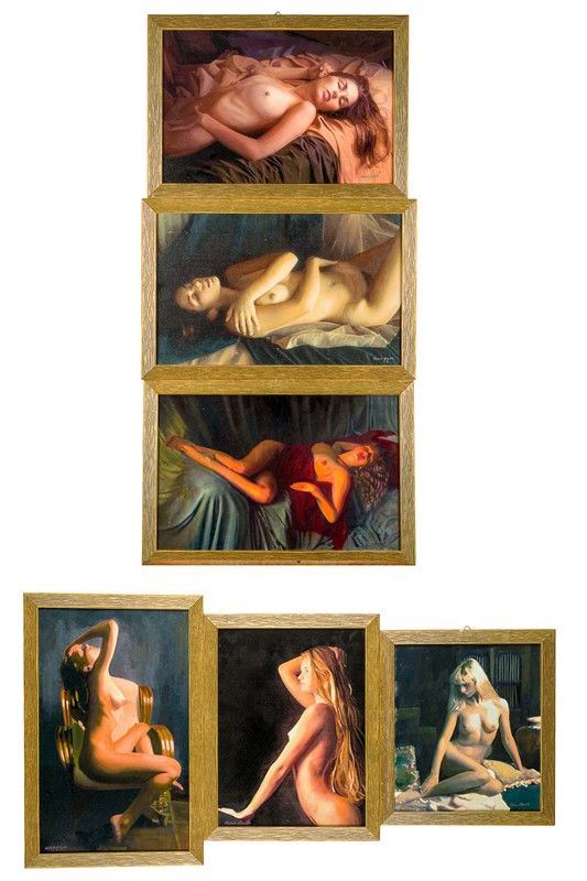 Sei dipinti raffiguranti nudi femminili
