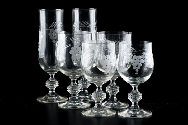 Set of cut crystal glasses